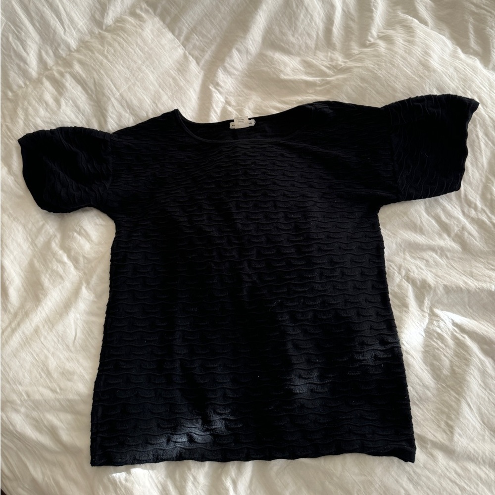 Club Monaco Black Textured Top